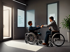 Um cadeirante ajudando outro